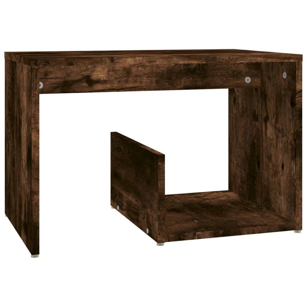 Smoked Oak Side Table - 59x36x38 cm, Durable Engineered Wood