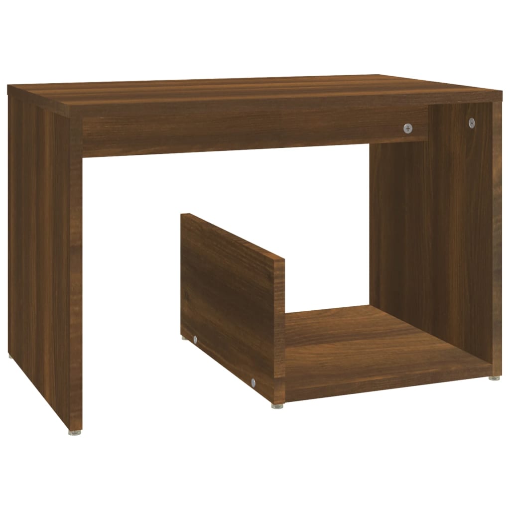 Brown Oak Side Table - Engineered Wood, 59x36x38 cm