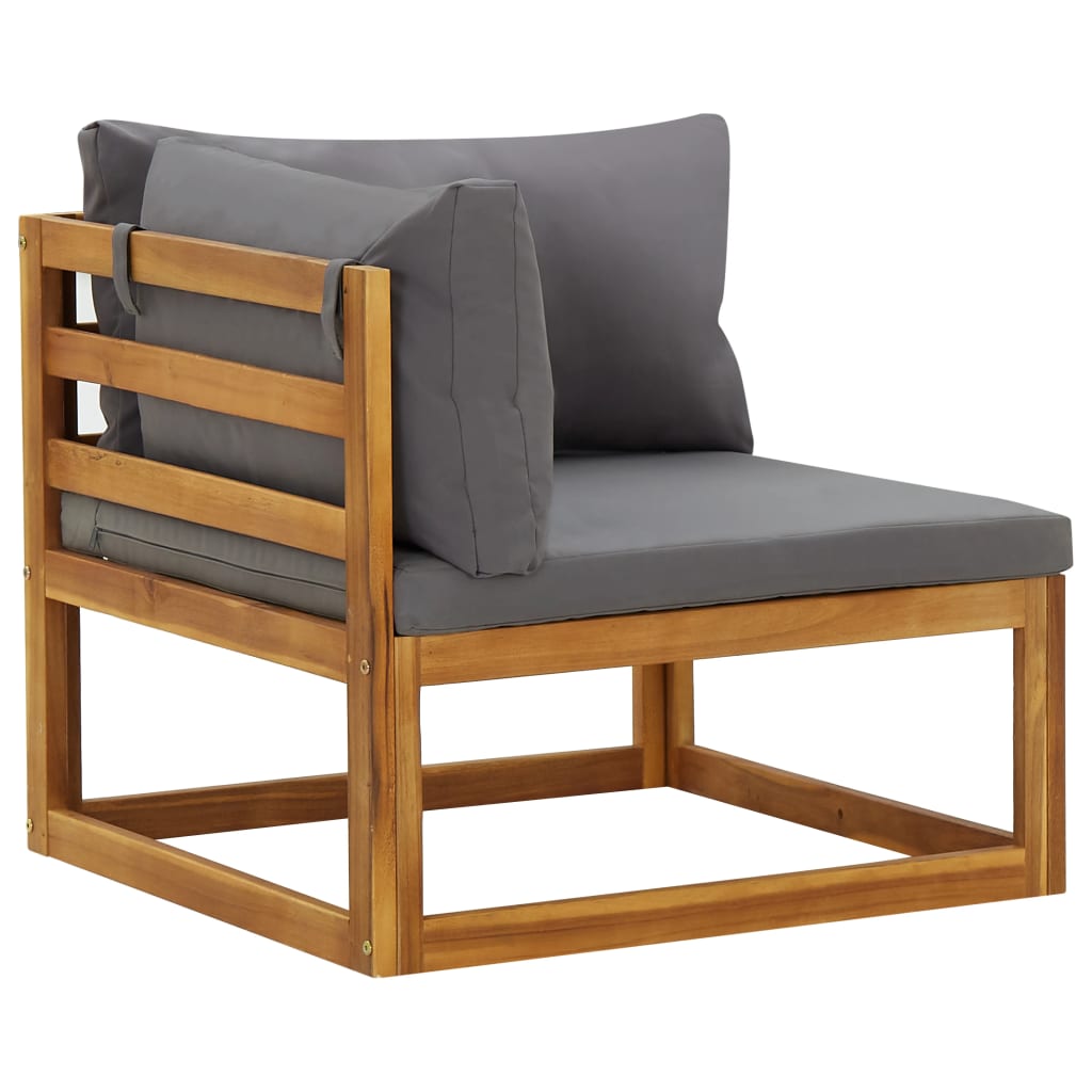 Solid Acacia Wood Sectional Sofas 2pcs with Cushions - Elegant Comfort