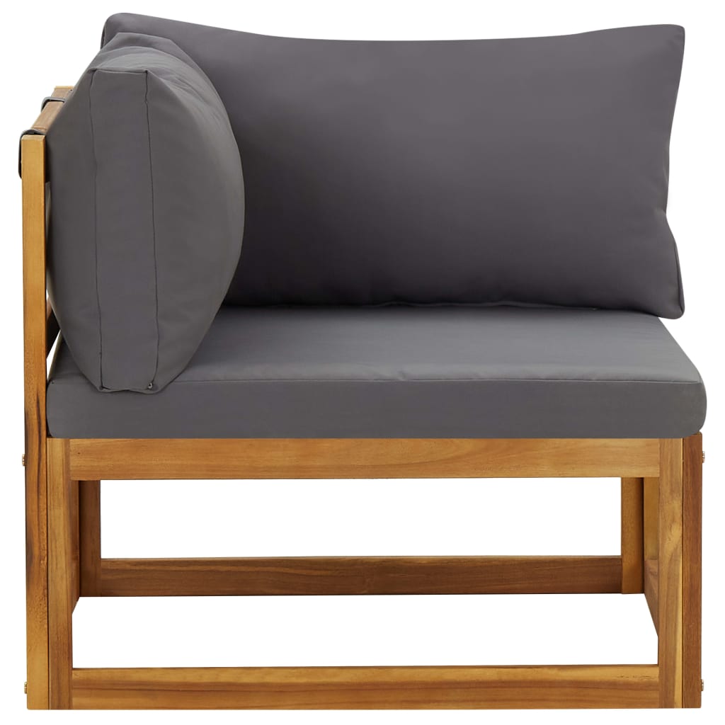 Solid Acacia Wood Sectional Sofas 2pcs with Cushions - Elegant Comfort
