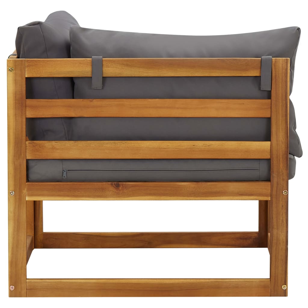 Solid Acacia Wood Sectional Sofas 2pcs with Cushions - Elegant Comfort