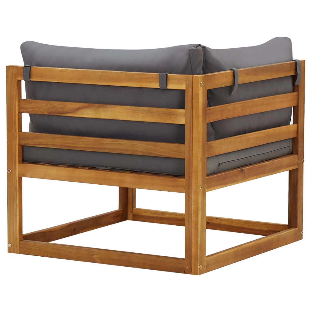 Solid Acacia Wood Sectional Sofas 2pcs with Cushions - Elegant Comfort