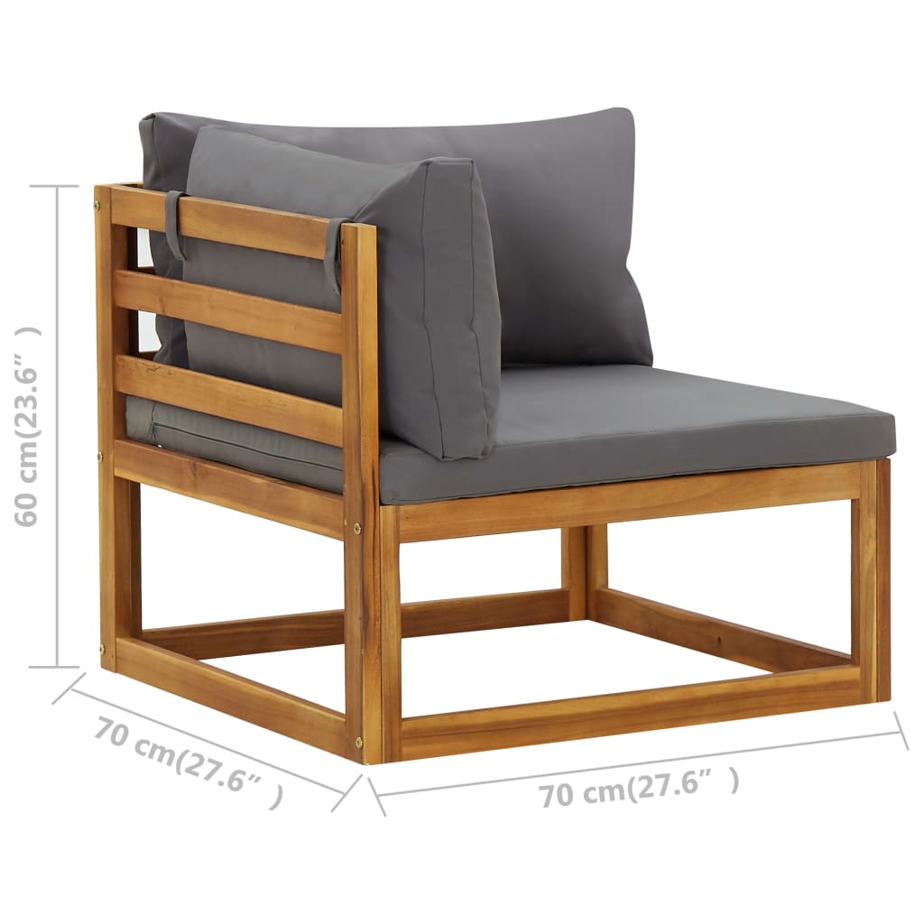 Solid Acacia Wood Sectional Sofas 2pcs with Cushions - Elegant Comfort