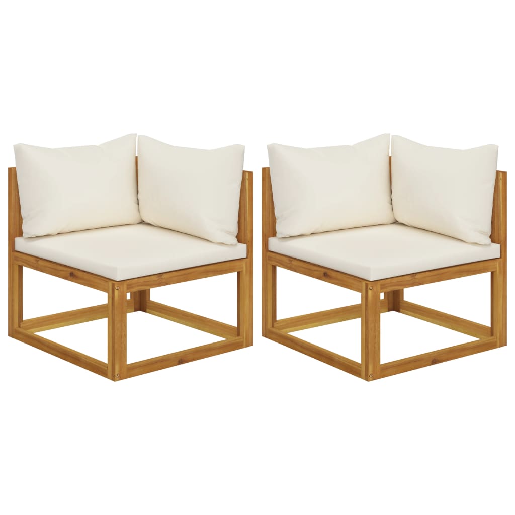 Elegant Acacia Wood 2-Pc Sectional Corner Sofas with Cushions