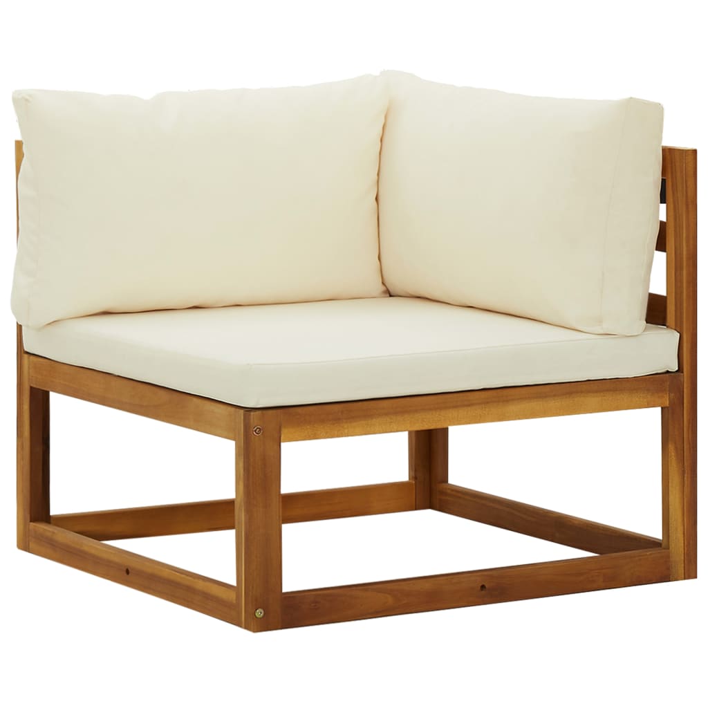 Elegant Acacia Wood 2-Pc Sectional Corner Sofas with Cushions