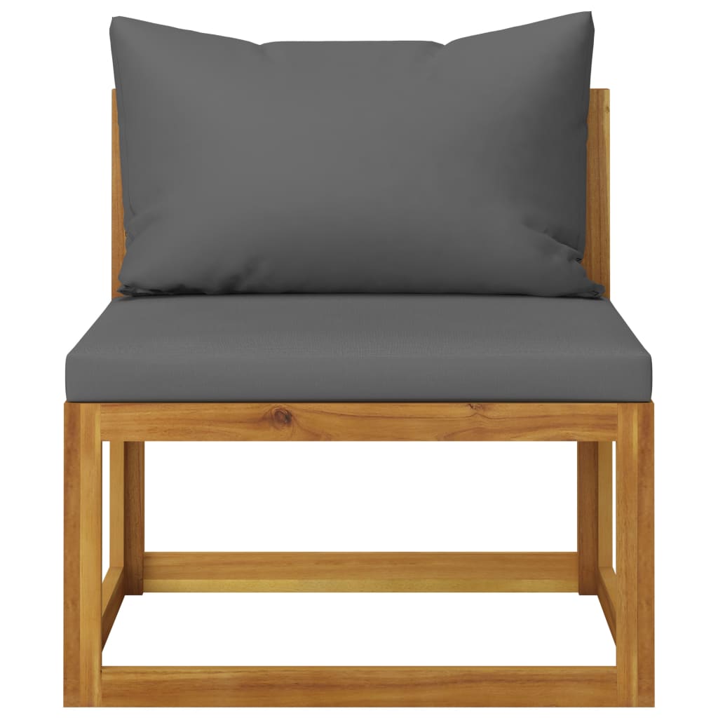 2-Piece Dark Grey Solid Wood Acacia Sofa Set with Cushions