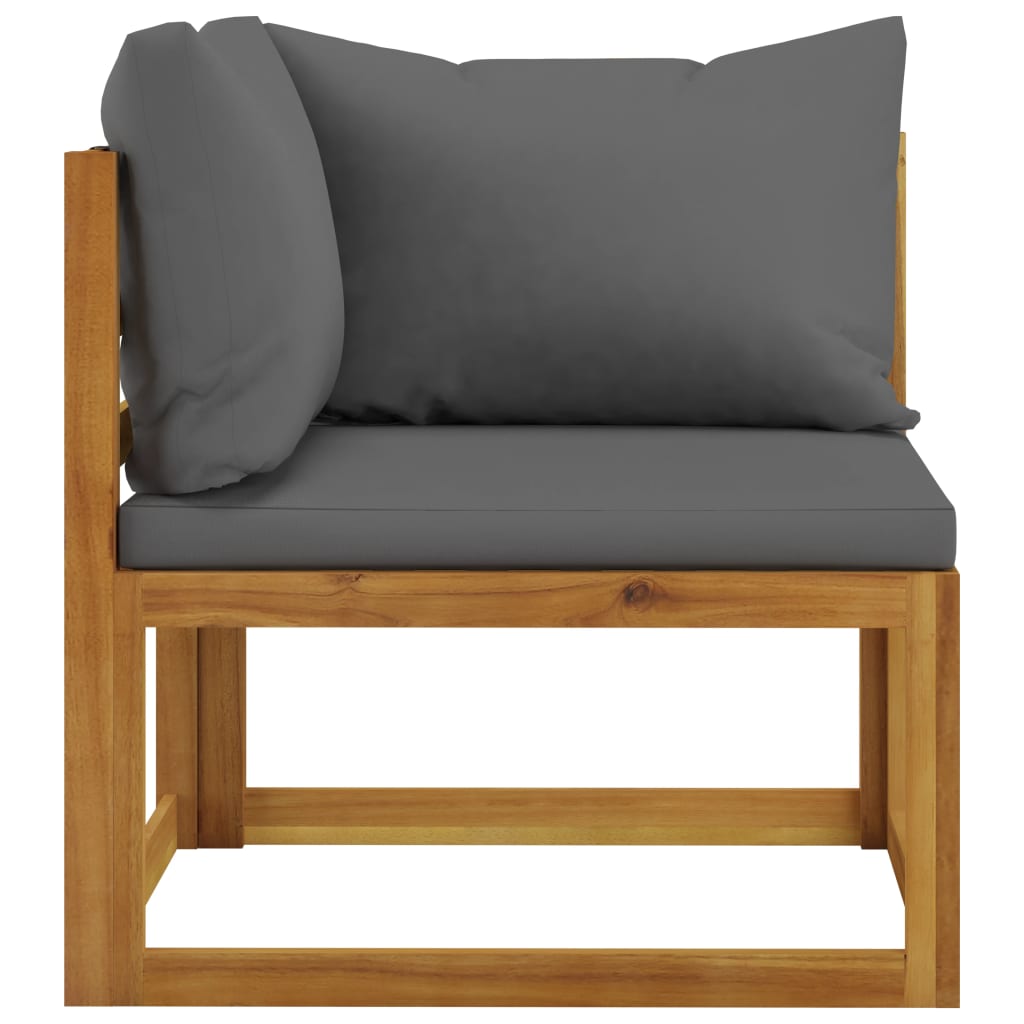 2-Piece Dark Grey Solid Wood Acacia Sofa Set with Cushions