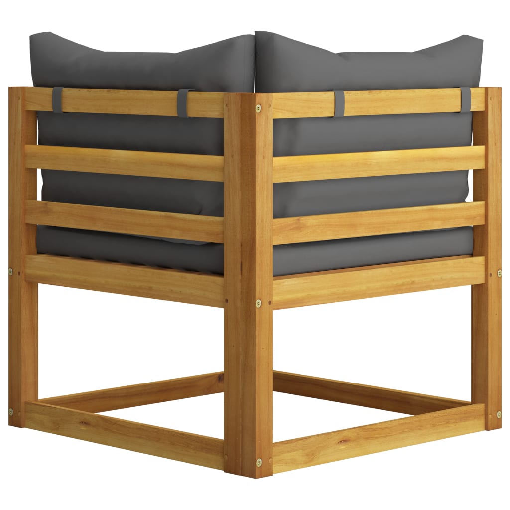 2-Piece Dark Grey Solid Wood Acacia Sofa Set with Cushions