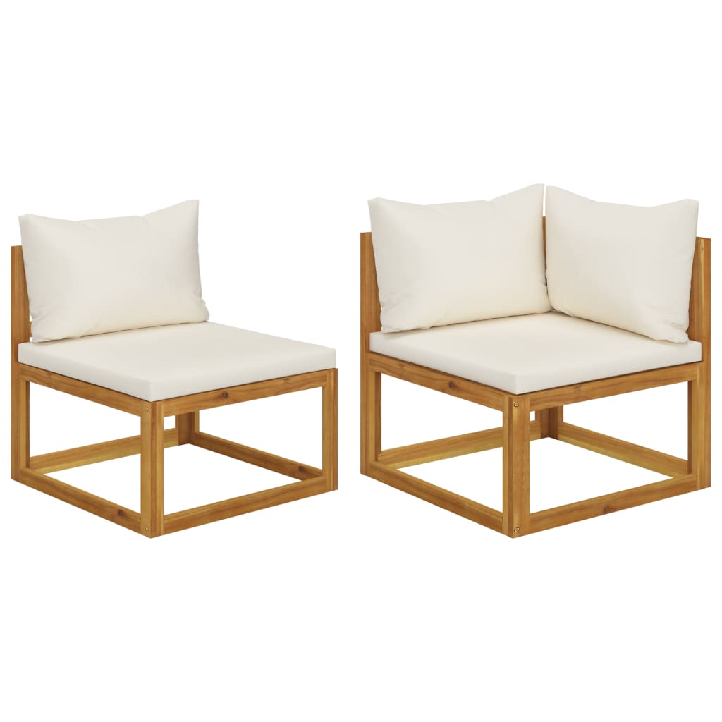 Cream White 2-Piece Sofa Set | Solid Acacia Wood