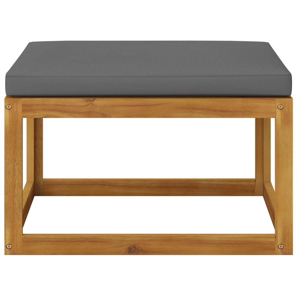 Acacia Wood Footrest with Dark Grey Cushion