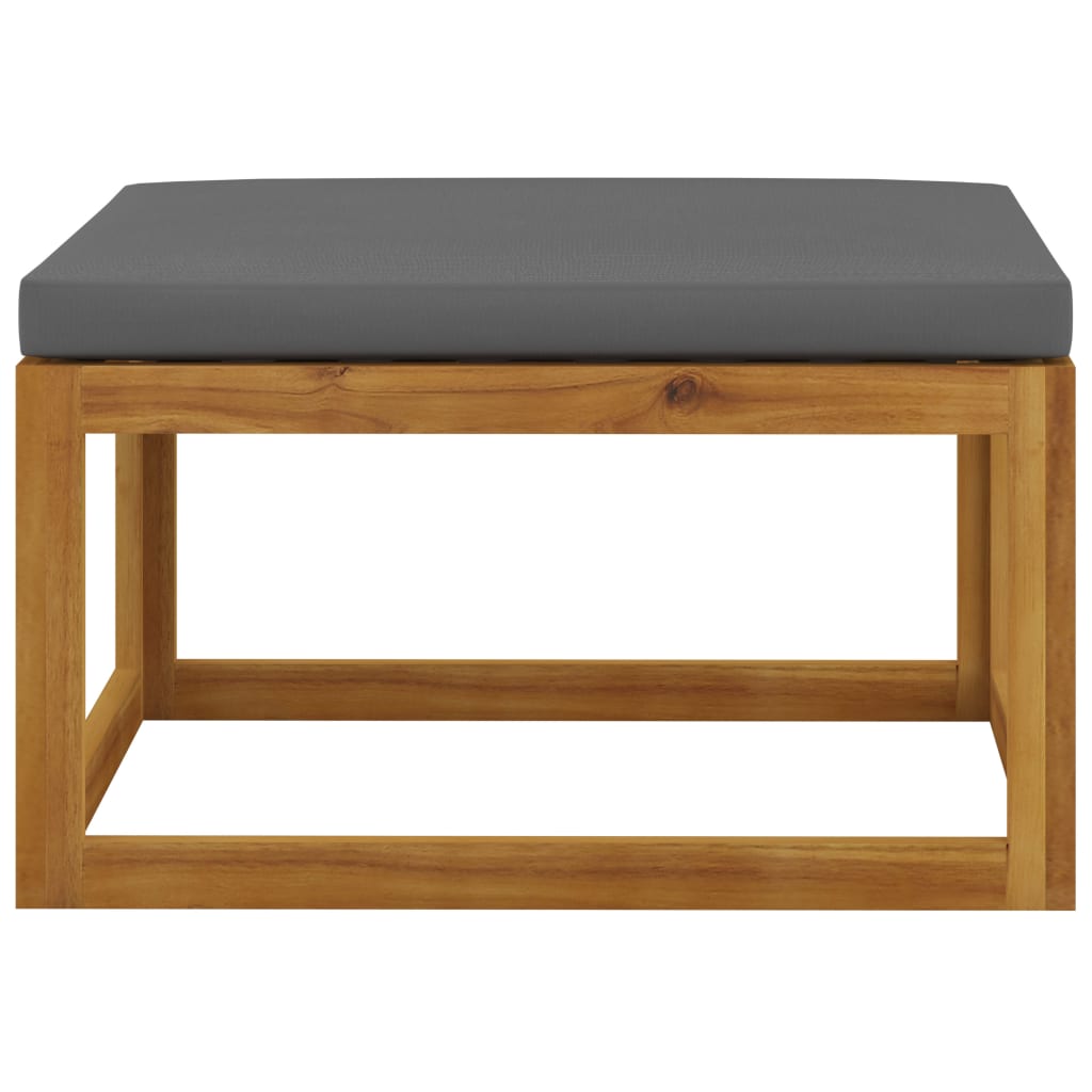Acacia Wood Footrest with Dark Grey Cushion