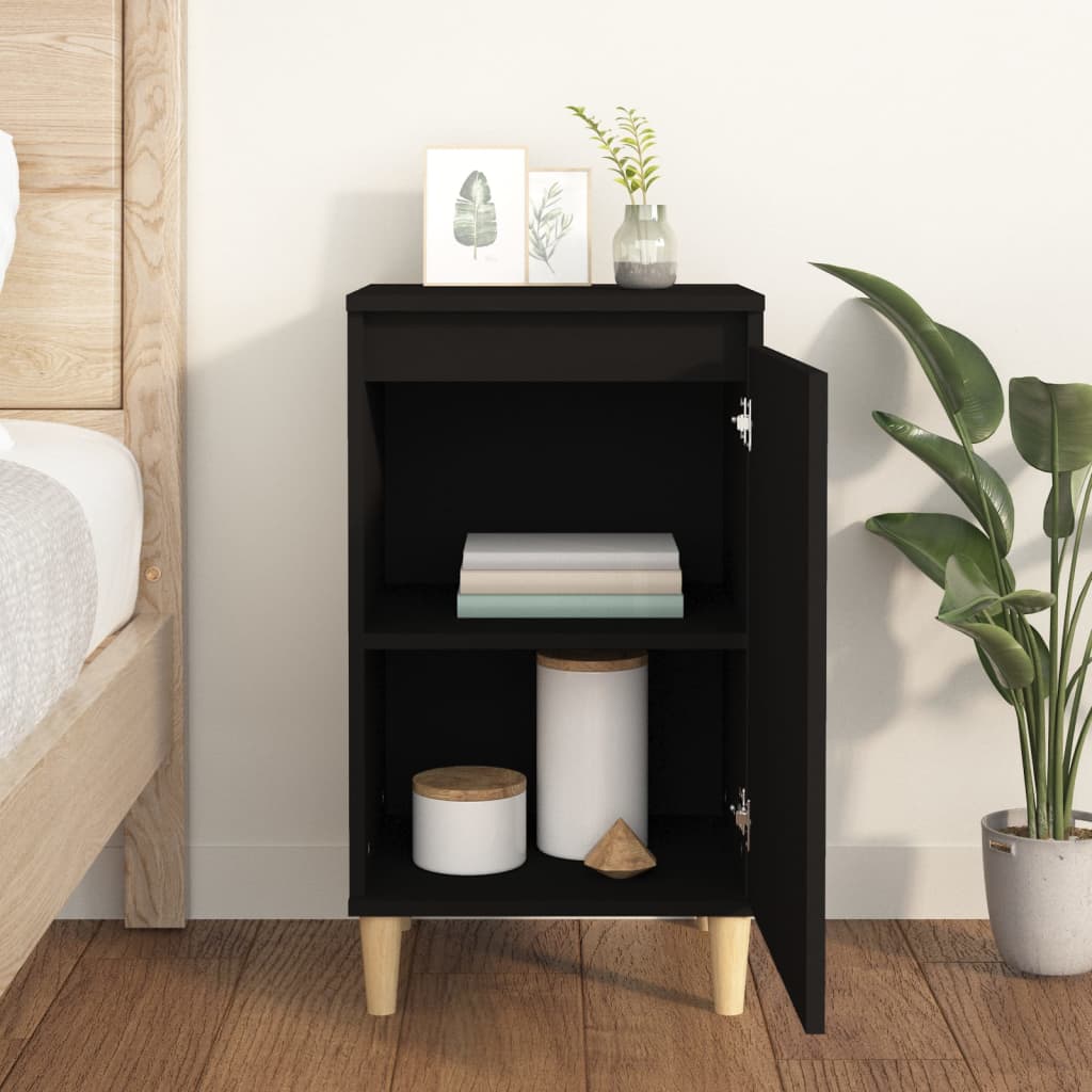 Sleek Black Bedside Cabinet - 40x35x70 cm, Engineered Wood
