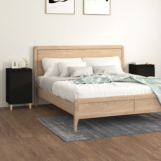 Black Engineered Wood Bedside Cabinets - Set of 2, 40x35x70 cm