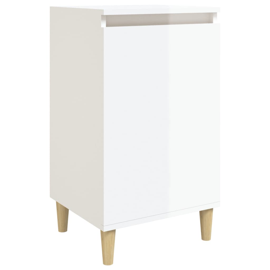 High Gloss White Bedside Cabinet - 40x35x70 cm, Engineered Wood