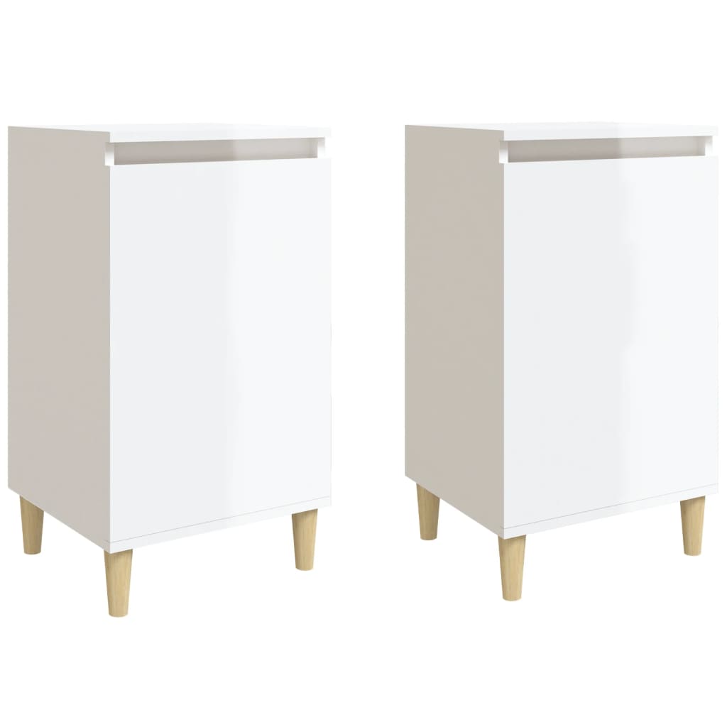 High Gloss White Bedside Cabinets 2pcs, Engineered Wood, 40x35x70 cm