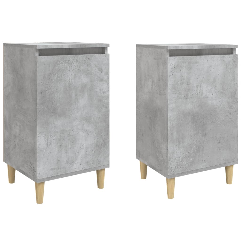 Concrete Grey Engineered Wood Bedside Cabinets Set of 2, 40x35x70 cm