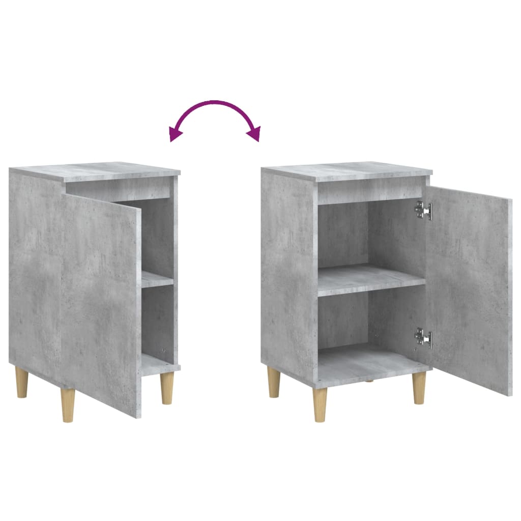 Concrete Grey Engineered Wood Bedside Cabinets Set of 2, 40x35x70 cm