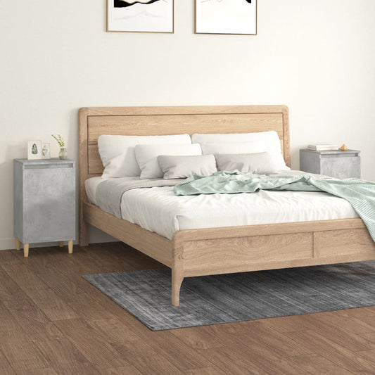 Concrete Grey Engineered Wood Bedside Cabinets Set of 2, 40x35x70 cm