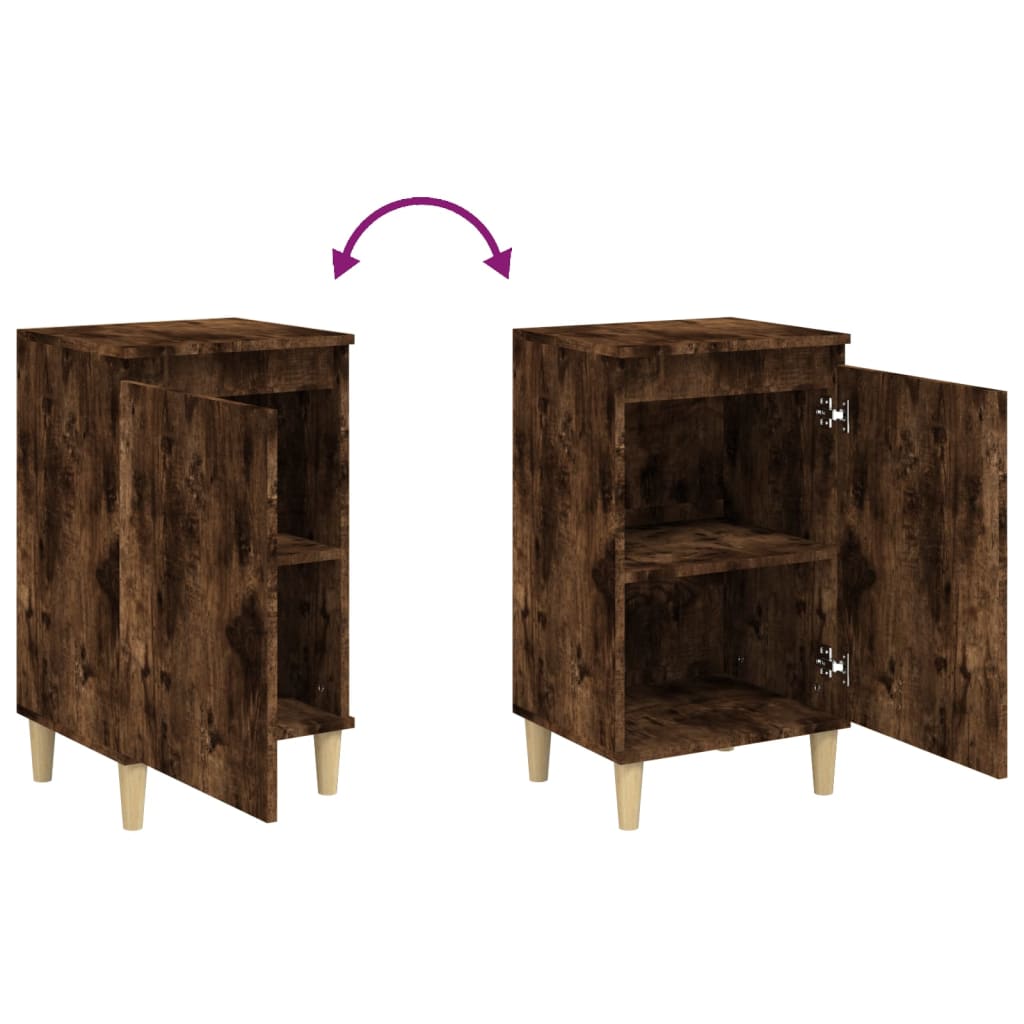 2-Piece Smoked Oak Bedside Cabinets 40x35x70 cm - Engineered Wood
