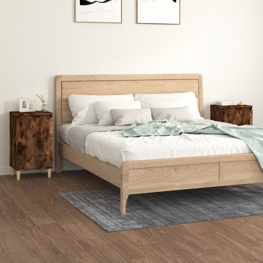2-Piece Smoked Oak Bedside Cabinets 40x35x70 cm - Engineered Wood