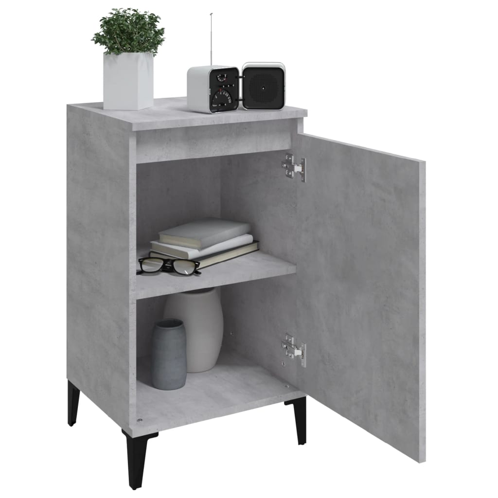 Concrete Grey Bedside Cabinet, Engineered Wood, 40x35x70 cm