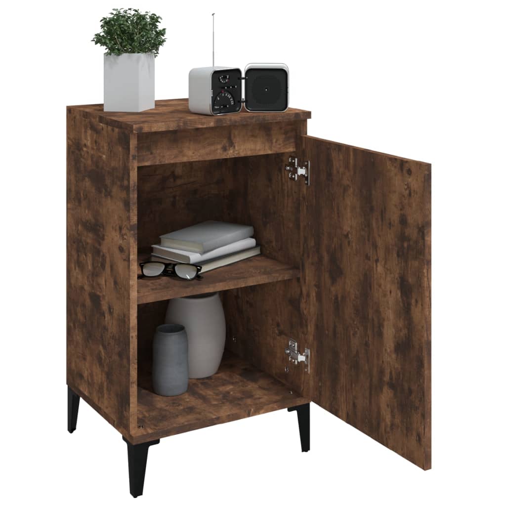 Smoked Oak Bedside Cabinets Set of 2 - 40x35x70 cm Engineered Wood