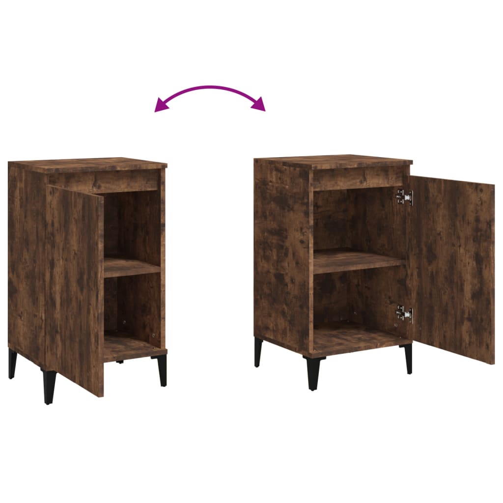 Smoked Oak Bedside Cabinets Set of 2 - 40x35x70 cm Engineered Wood
