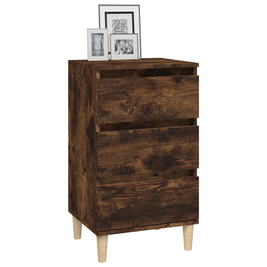 Smoked Oak Bedside Cabinet, Engineered Wood, 40x35x70 cm