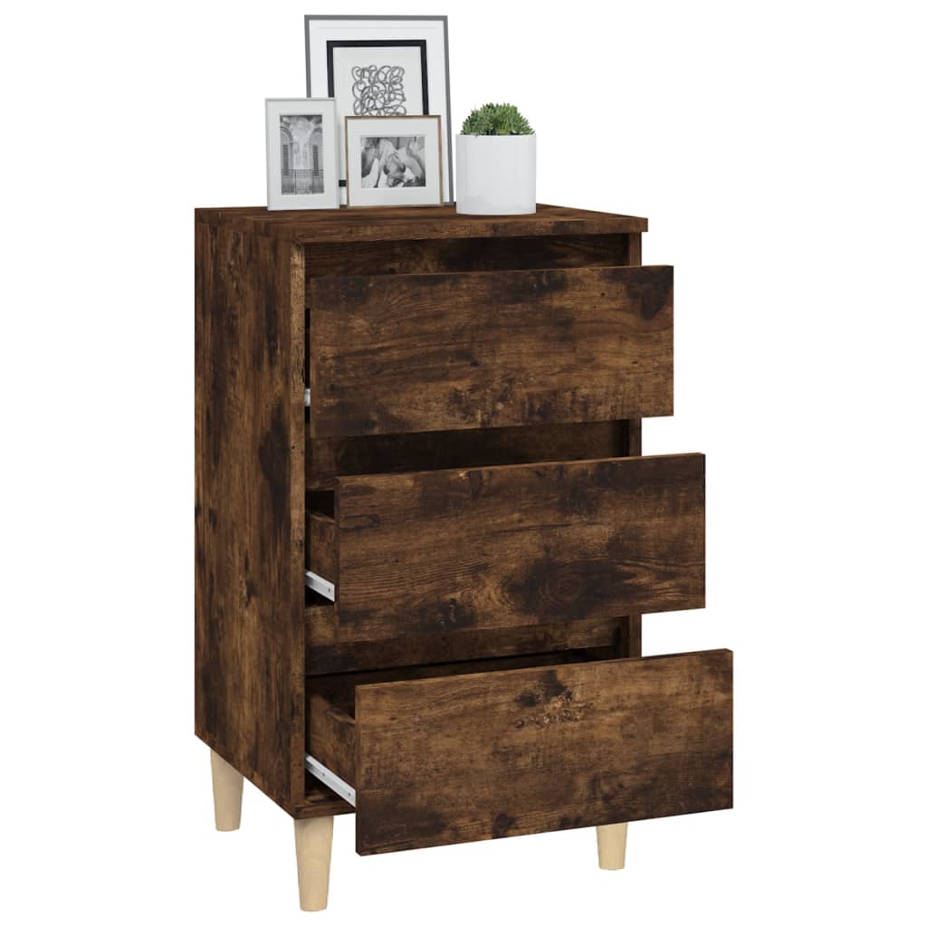 Smoked Oak Bedside Cabinet, Engineered Wood, 40x35x70 cm