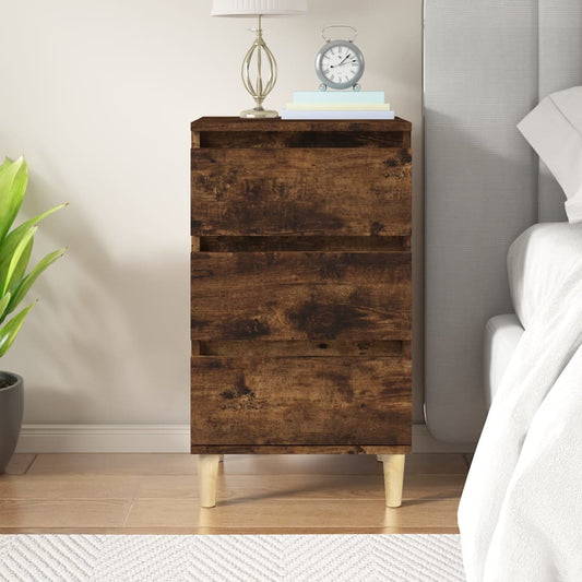 Smoked Oak Bedside Cabinet, Engineered Wood, 40x35x70 cm