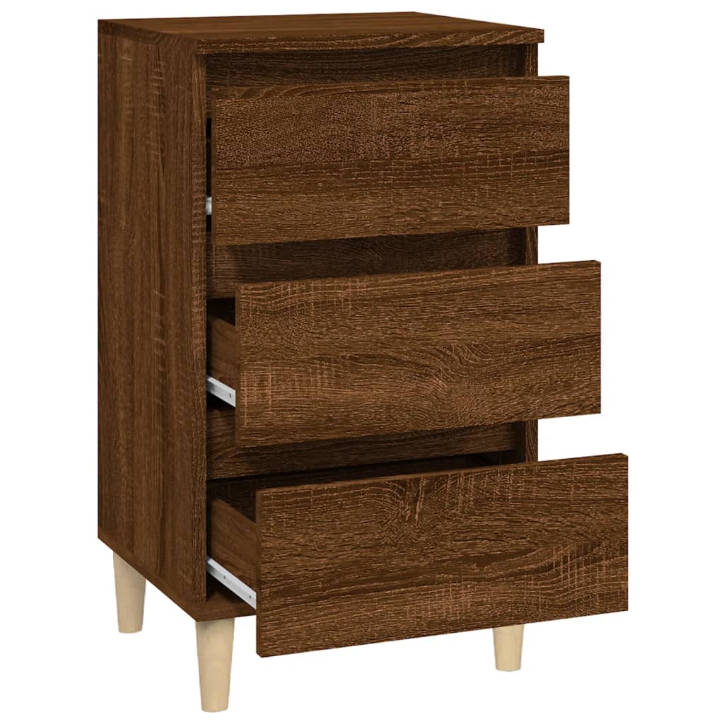 Brown Oak Bedside Cabinet 40x35x70 cm - Engineered Wood