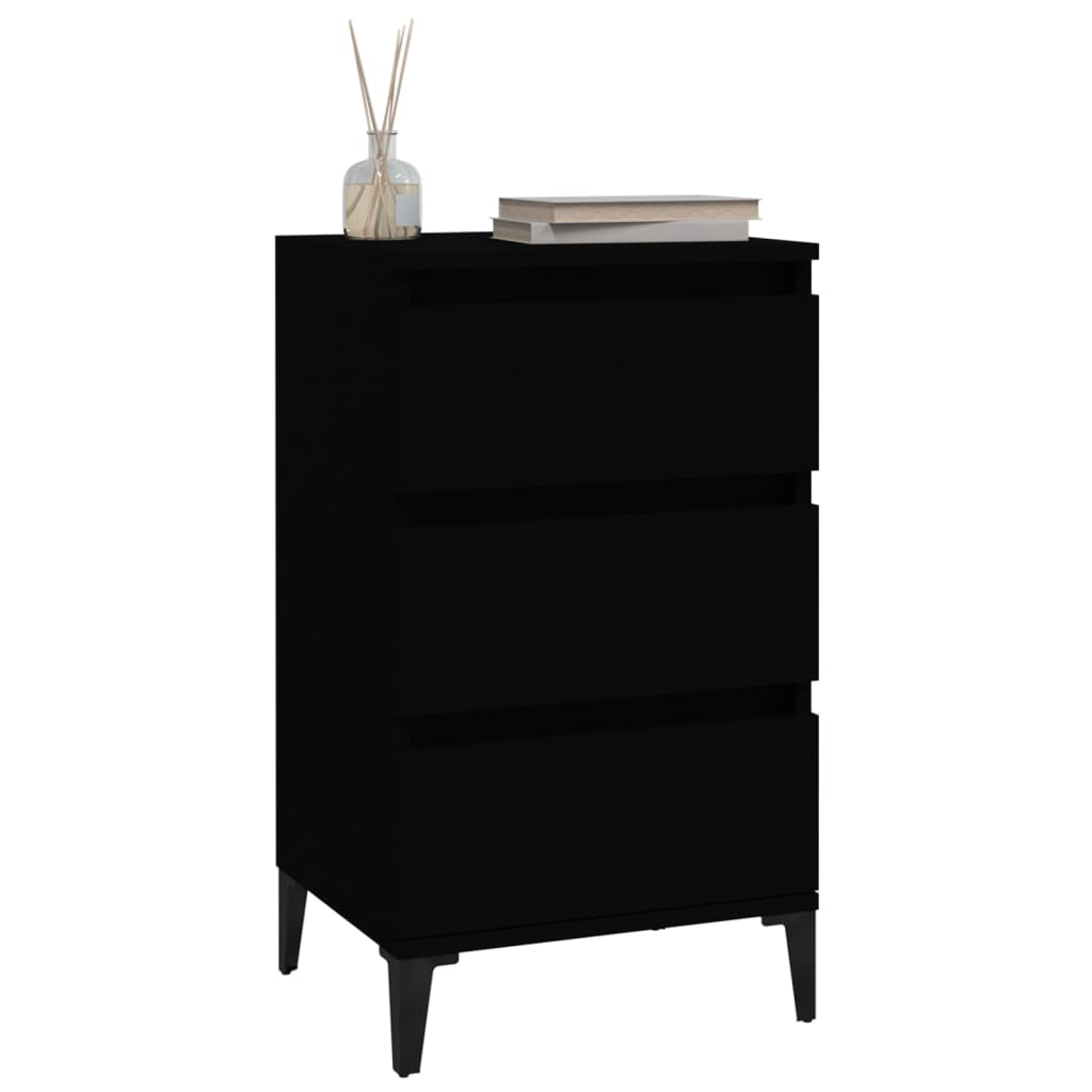 Black Bedside Cabinet, Engineered Wood, 40x35x70 cm