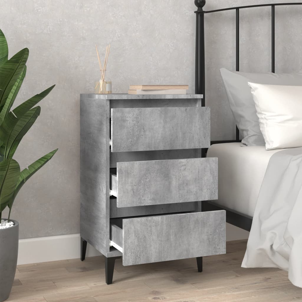 Concrete Grey Bedside Cabinet - 40x35x70 cm Engineered Wood