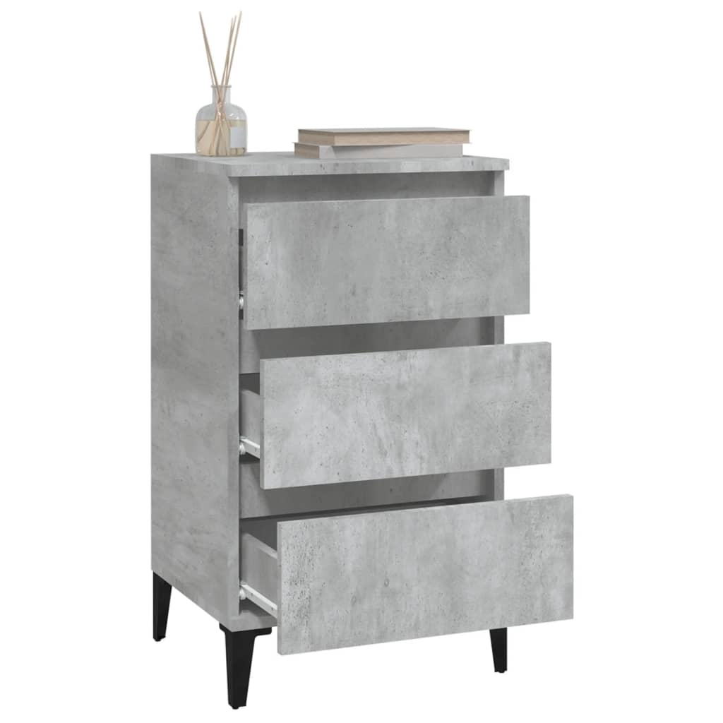 Concrete Grey Bedside Cabinet - 40x35x70 cm Engineered Wood