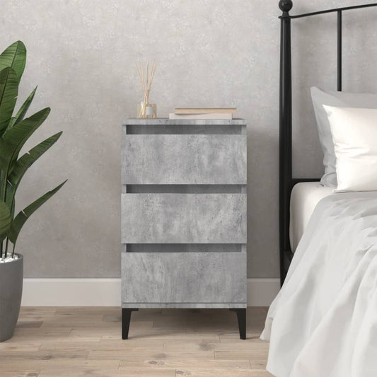 Concrete Grey Bedside Cabinet - 40x35x70 cm Engineered Wood