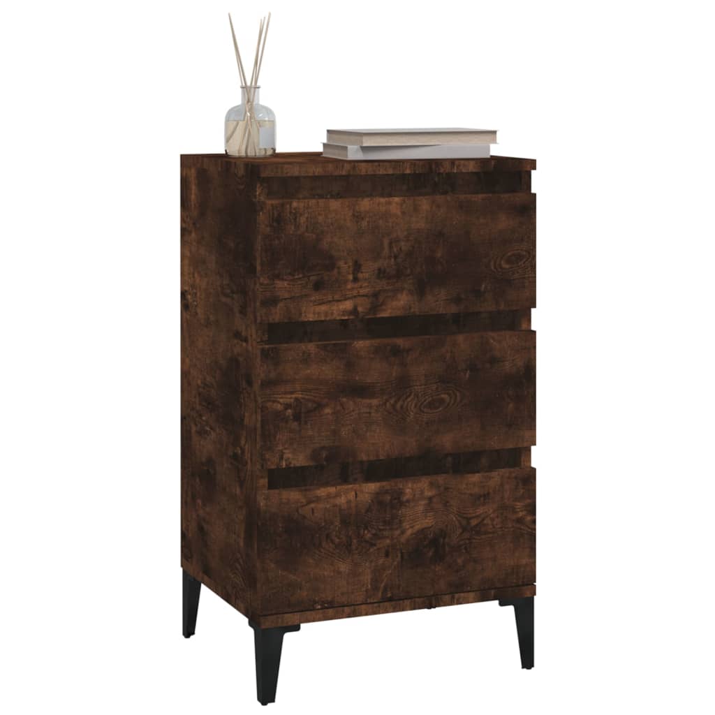 Smoked Oak Bedside Cabinet 40x35x70 cm in Engineered Wood