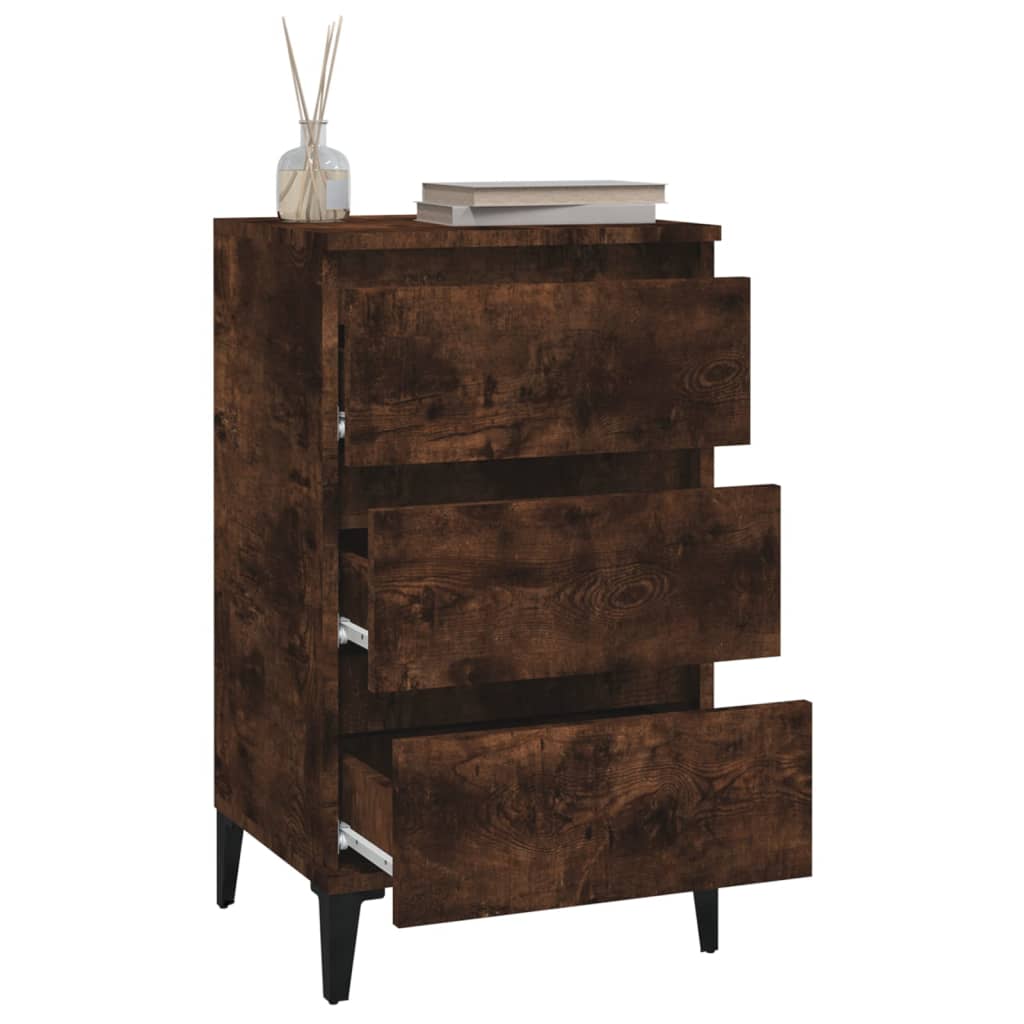 Smoked Oak Bedside Cabinet 40x35x70 cm in Engineered Wood