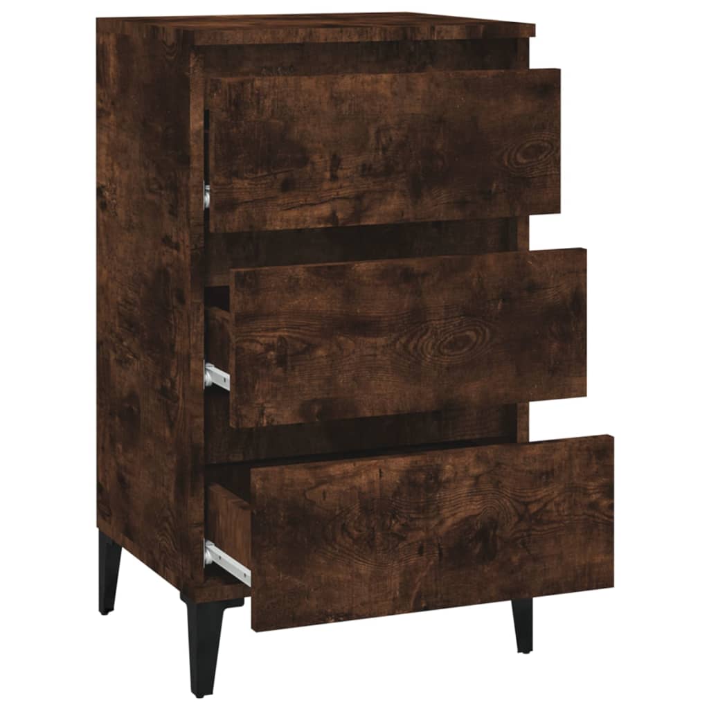 Smoked Oak Bedside Cabinet 40x35x70 cm in Engineered Wood