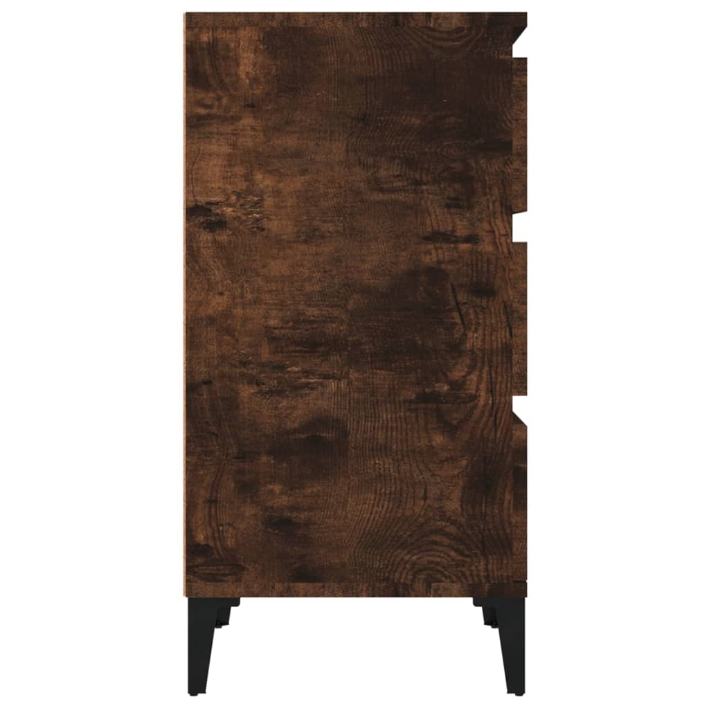 Smoked Oak Bedside Cabinet 40x35x70 cm in Engineered Wood