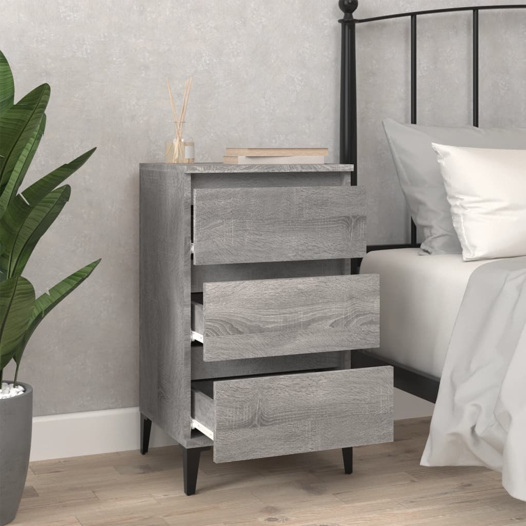 Grey Sonoma Bedside Cabinet 40x35x70 cm - Engineered Wood