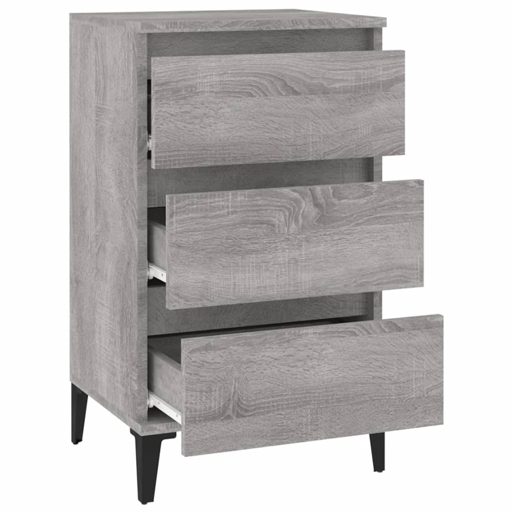 Grey Sonoma Bedside Cabinet 40x35x70 cm - Engineered Wood