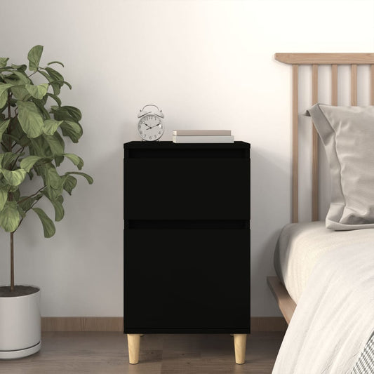 Sleek Black Bedside Cabinet 40x35x70 cm - Modern Bedroom Storage