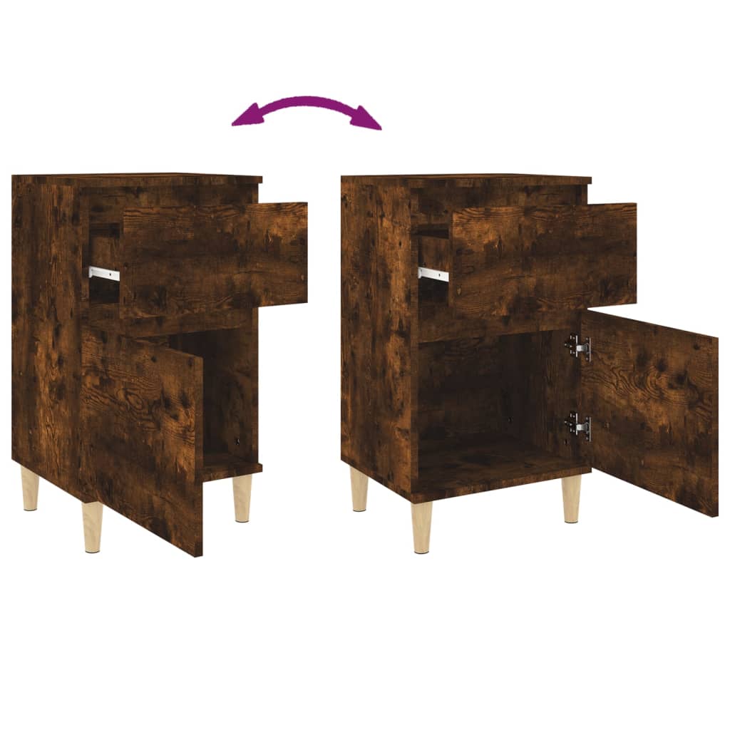 Smoked Oak Bedside Cabinet - 40x35x70 cm Modern Design