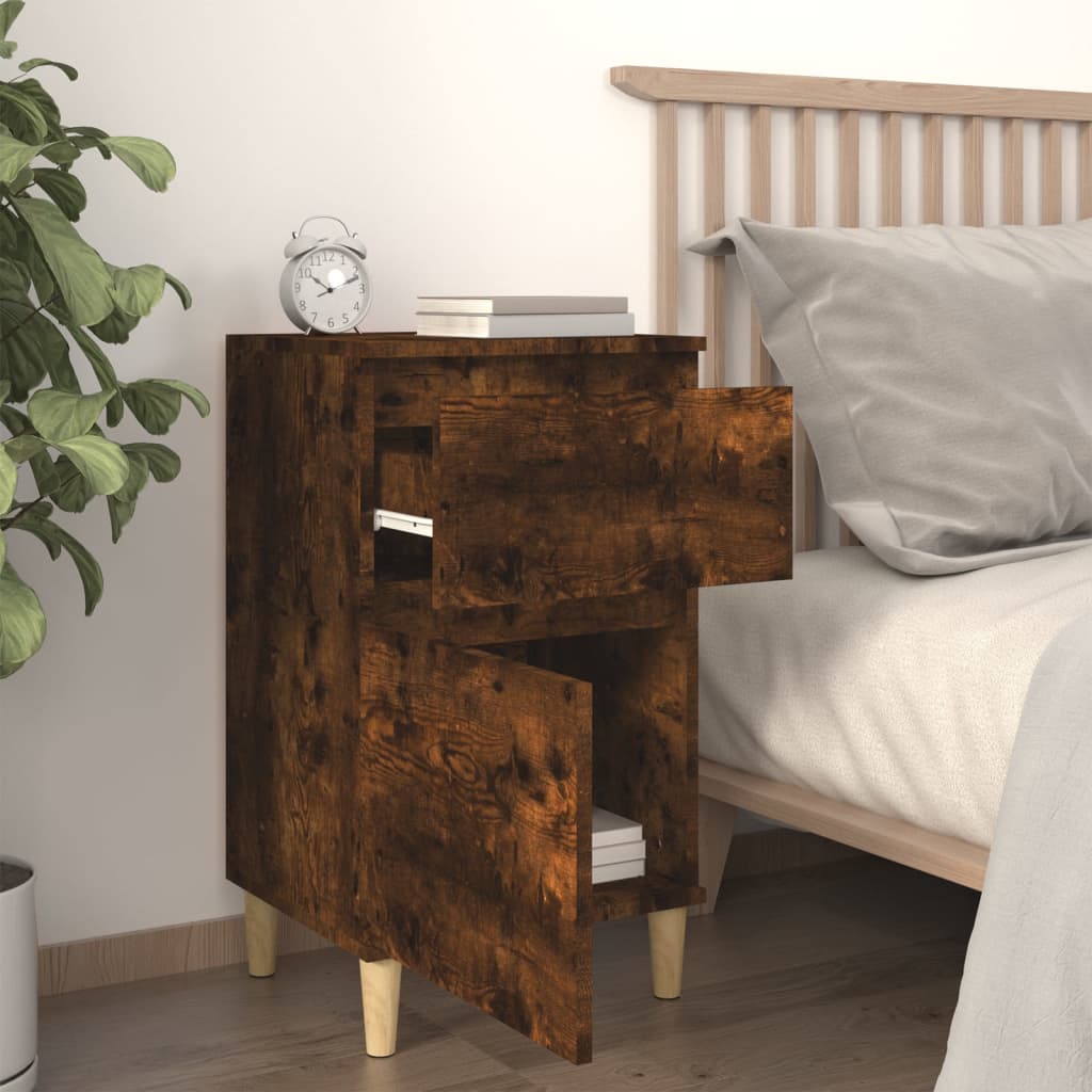 Smoked Oak Bedside Cabinets Set of 2 - 40x35x70 cm