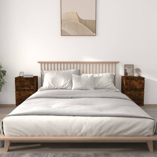 Smoked Oak Bedside Cabinets Set of 2 - 40x35x70 cm