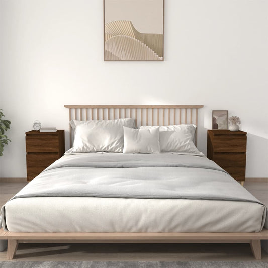 Brown Oak Bedside Cabinets Set of 2 - 40x35x70 cm