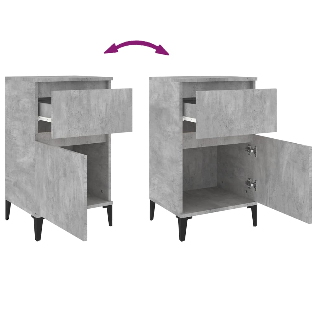 Concrete Grey Bedside Cabinets Set of 2 - 40x35x70 cm