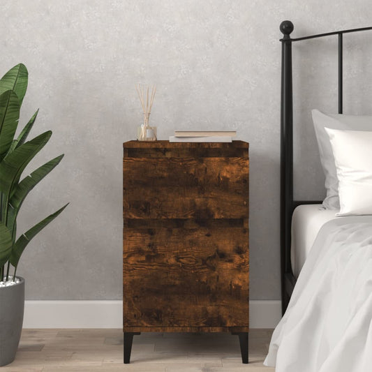 Smoked Oak Bedside Cabinet - 40x35x70 cm Elegant Nightstand