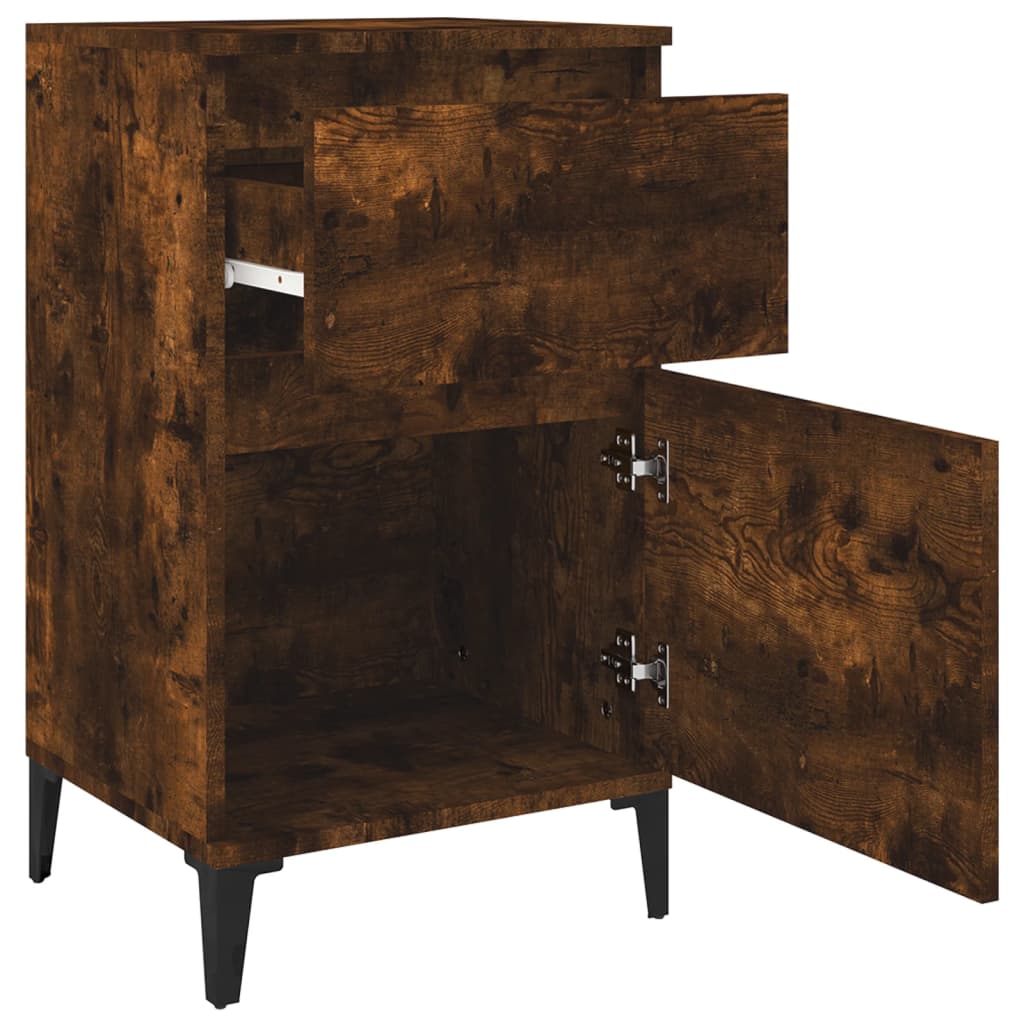 Smoked Oak Bedside Cabinets Set of 2 - 40x35x70 cm