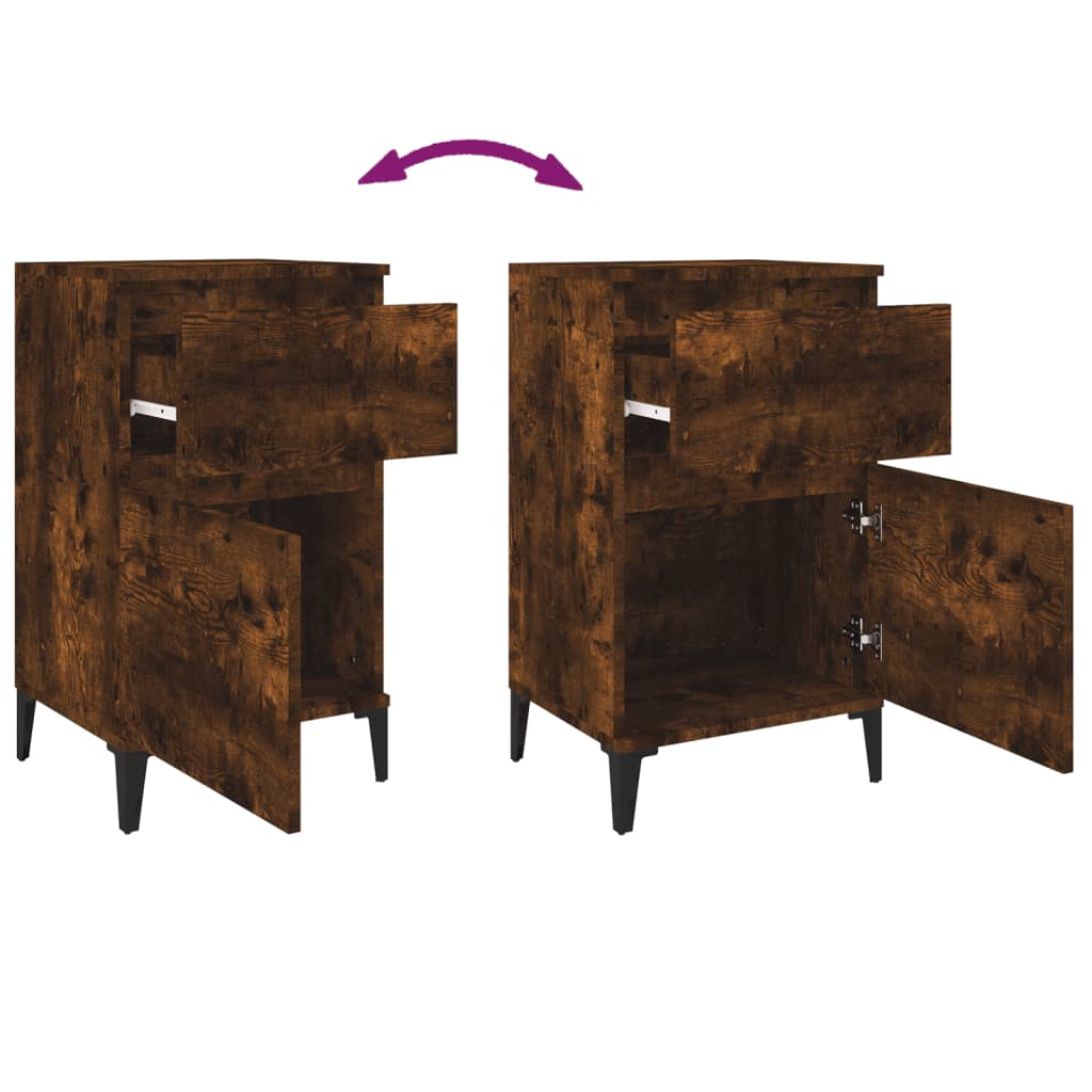 Smoked Oak Bedside Cabinets Set of 2 - 40x35x70 cm